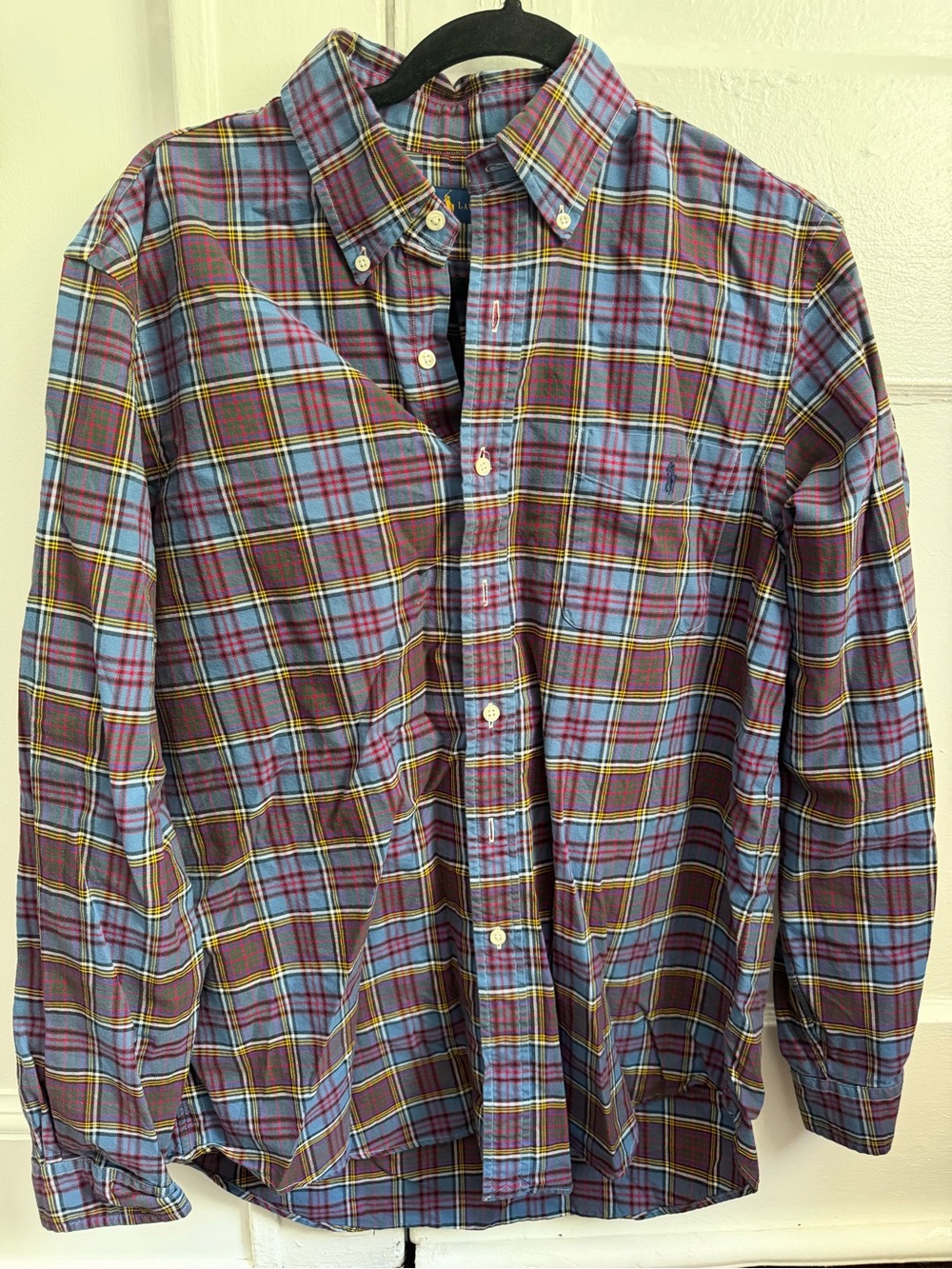 Ralph Lauren Blue, Brown, Red & Yellow Plaid Button-Down Shirt